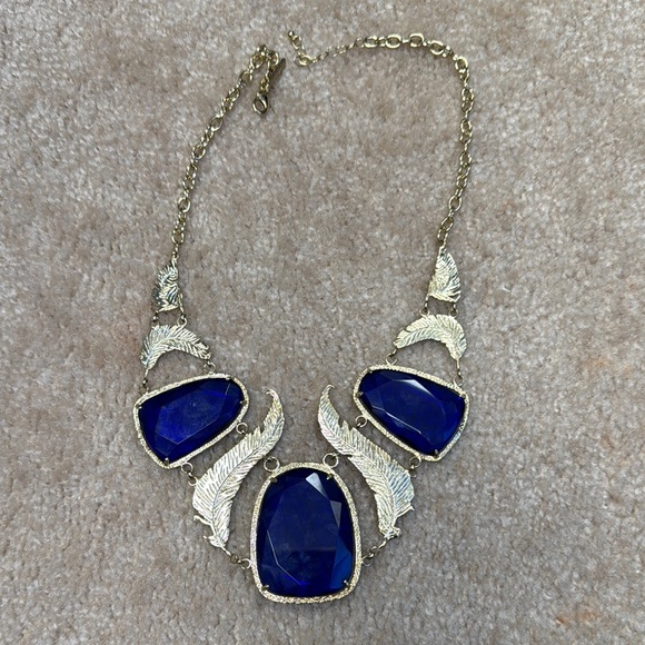 Gold and Blue Statement Necklace - Picture 1 of 1